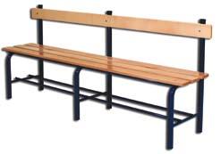 COMPLETE LOCKER ROOM BENCH FROM 1 MT. Complete locker room bench, varnished steel structure and wooden planks. Size: Length 100 cm. Width 40 cm. Height 180 cm.