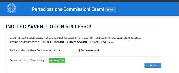 Stampa del modello in formato PDF. Tale modello, così generato, viene registrato nell archivio documentale personale dell utente con un proprio numero di protocollo.