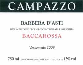 Campazzo BARBERA D ASTI 2009 Baccarossa Fraz.