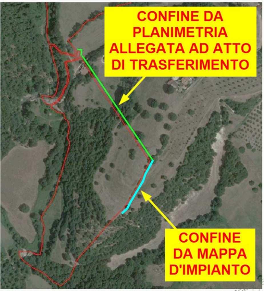 La georeferenziazione e la rettifica delle mappe catastali Figura 143 - L incarico ricevuto dal tecnico (CTU) riguardava la verifica di alcuni confini derivanti in parte dalla mappa d impianto e in