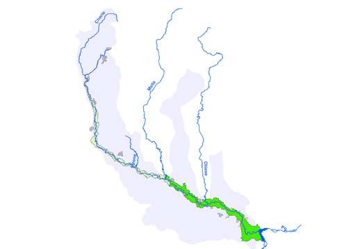 Area territoriale e rapporto con l ambiente fluviale Area territoriale Porzione di bacino del fiume Oglio sub-lacuale compresa all interno del Parco Regionale Oglio Nord e del Parco Regionale Oglio