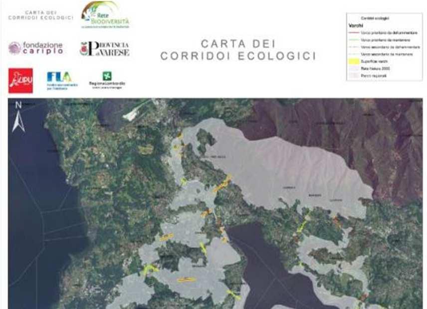 Mappa delle potenziali connessioni ecologiche GARANTITE DA Contratto