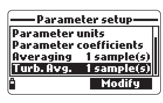 Premere Modify per selezionare il numero desiderato di campioni su cui effettuare la media. Questo valore può essere impostato da 1 a 20 campioni. Il valore di default è 1.