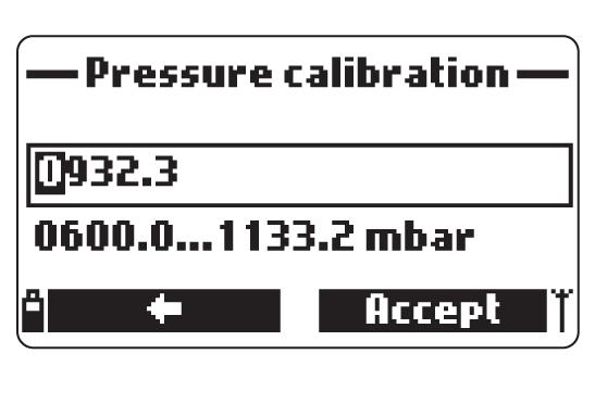 7.9 CALIBRAZIONE SINGOLO PARAMETRO: PRESSIONE ATMOSFERICA CON STRUMENTO DI RIFERIMENTO Posizionare lo strumento in un area priva di vento e scegliere Custom pressure per effettuare una calibrazione