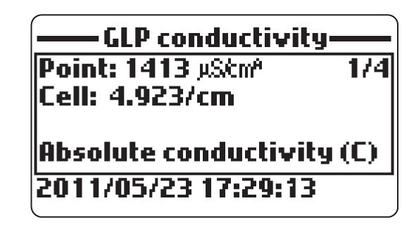 Conducibilità Dal menù GLP selezionare l opzione Conductivity.