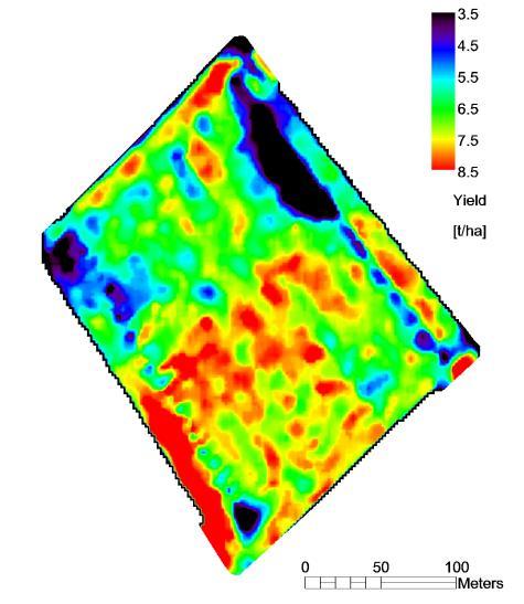 Modello regressivo della resa Mappe di resa [t ha-1] Y=grain yield [t/ha] Green Red NIR RGRI NDVI Linear 0.034 0.311 0.458 0.284 0.364 Log 0.034 0.273 0.478 0.343 0.418 Log bias 0.024 0.178 0.544 0.