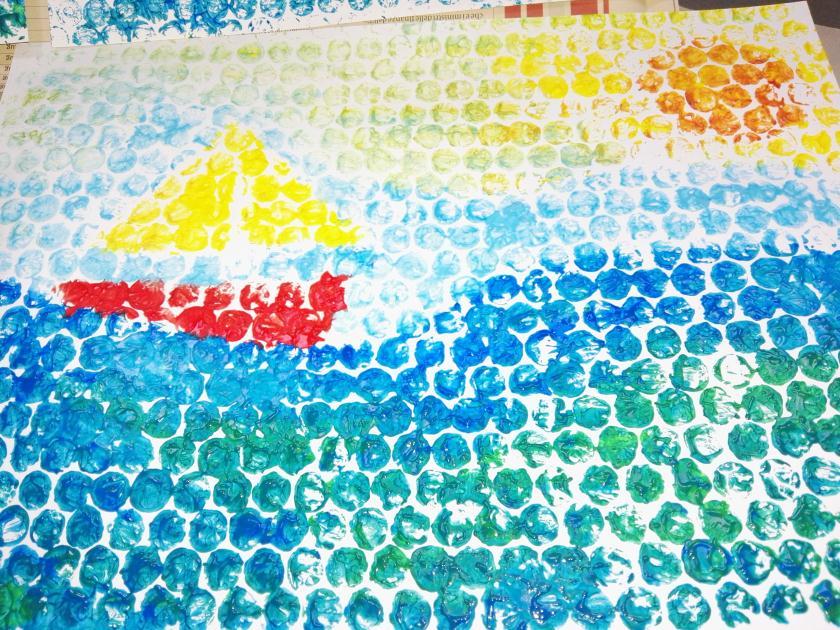 4 IINCONTRO DII LLABORATORIIO Daattaa: : 09//03//20117 Cosa abbiamo fatto Fiori ad acquerello Pesci stampati Uso della plastica a bolle per effetto puntinismo La velina sul colore spatolato