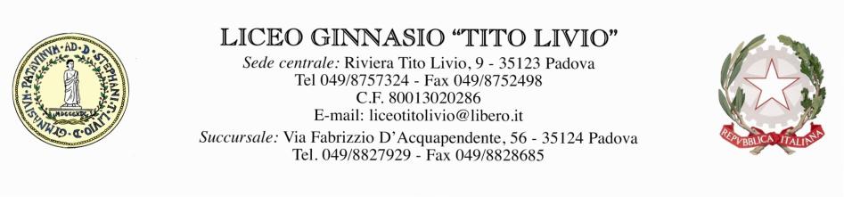 Riviera Tito Livio, 9-35123 Padova Tel.049/8757324 Fax 049/8752498 C.F. 80013020286 www.liceotitolivio.it E-mail: liceotitolivio@libero.it CERTAMEN LIVIANUM VI EDIZIONE 2012-13 REGOLAMENTO Art.