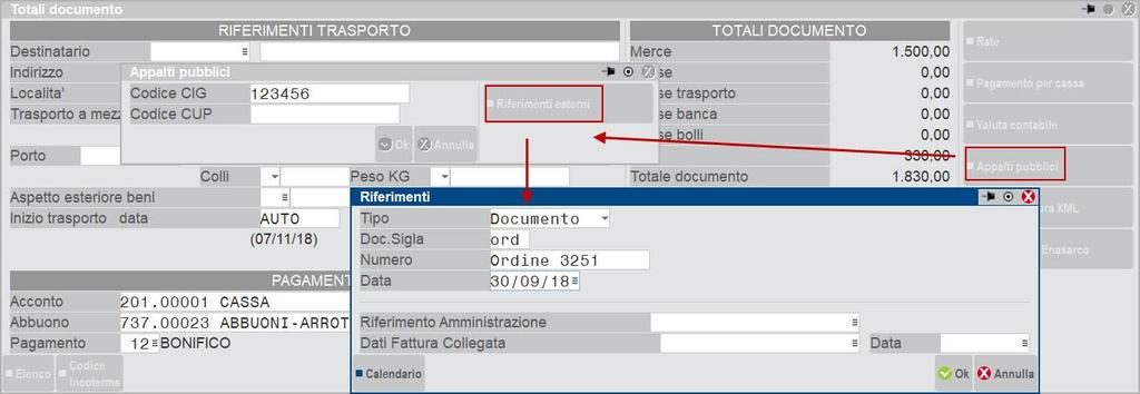 Qui si potranno inserire altri dati, ad esempio quelli relativi al trasporto della merce: Nel caso di fattura PA, se si devono inserire i codici CIG e