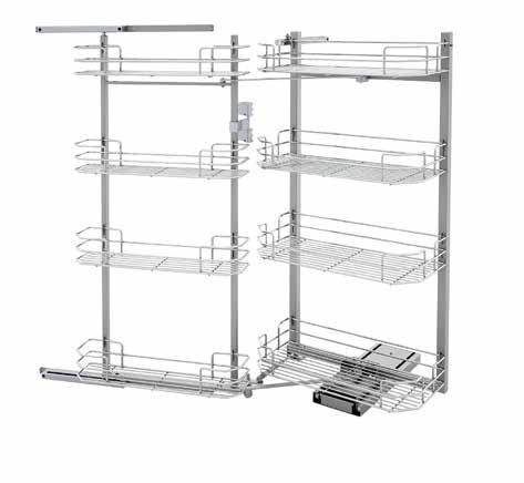 Pull-out equipped column (reversible), with 8 baskets, wire bottom, with