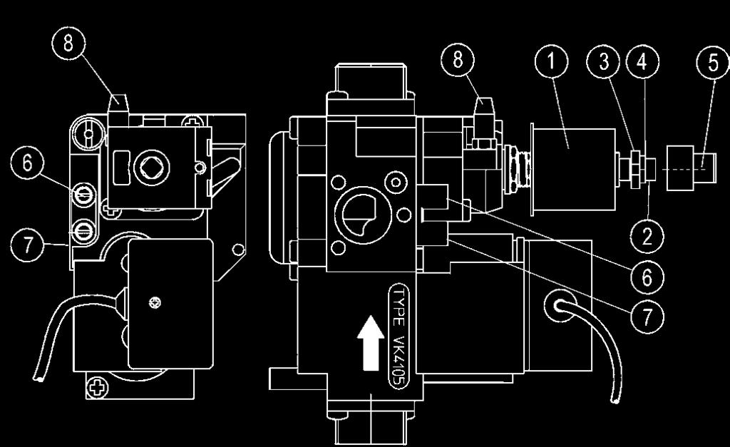 Dopo aver collegato un manometro differenziale all uscita della valvola gas (vedi figura a fianco), procedere nel seguente modo: REGOLAZIONI GAS - VALVOLA VK 4105 M (con cappuccio di protezione