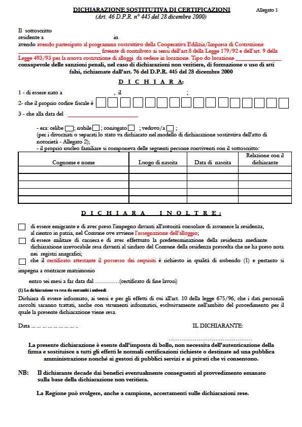 Doc.12: Dichiarazione sostitutiva di certificazioni (L.