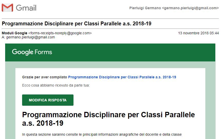 Si consiglia di NON cancellare la suddetta mail in quanto riferimento per la propria programmazione disciplinare.