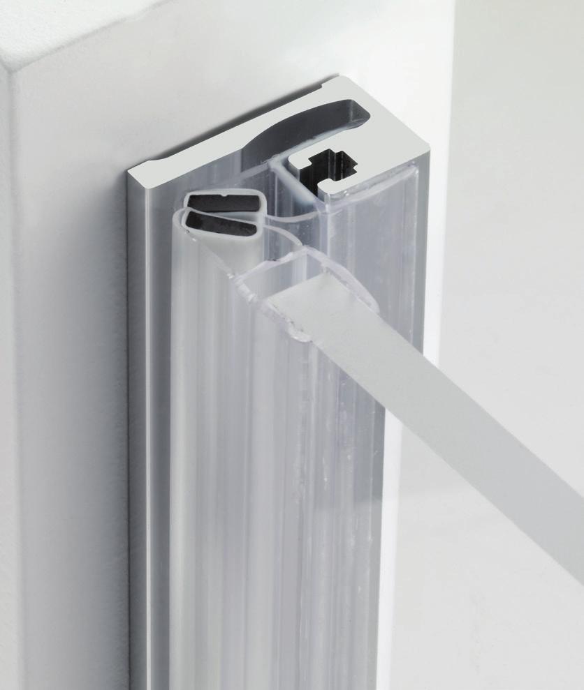 Door stop profile for hinged door, available for ball or magnetic gasket. Supplied in bars of 20 mm. Türanschlagsprofil lieferbar für pvc und Magnet Dichtung.