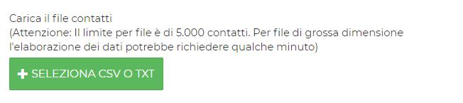 CARICAMENTO CONTATTI Una volta formattato correttamente i dati del file