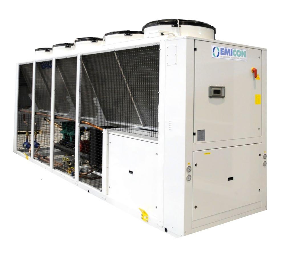 AIR R-410A I refrigeratori di liquido con condensazione aria di tipo monoblocco della serie sono adatti per installazione esterna e sono utilizzati per il raffreddamento di soluzioni liquide pure