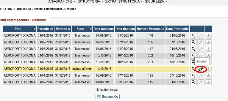 Extra Istruttoria -Documenti Schemi estemporanei- Gestione (3) Selezionando l