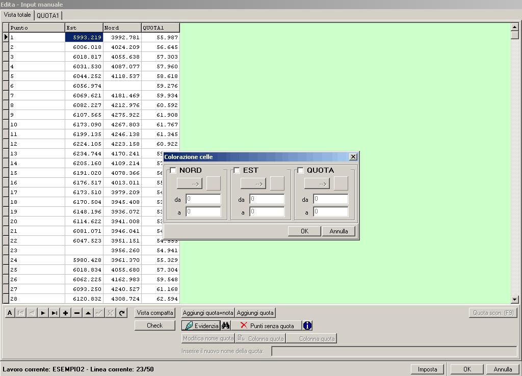 15 Check Esegue un controllo dell archivio ed espone eventuali anomalie quali: - punti senza nome; - punti con coordinate e quote uguali; - punti con nomi uguali.