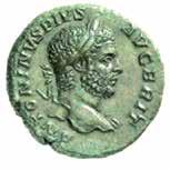 Raro asse di 11,94 grammi coniato a Roma tra il 202 e il 210. Al diritto, testa laureata dell imperatore e legenda AN- TONINVS PIVS AVG BRIT.