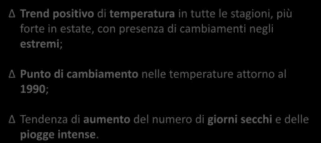 negli estremi; Punto di cambiamento nelle temperature attorno