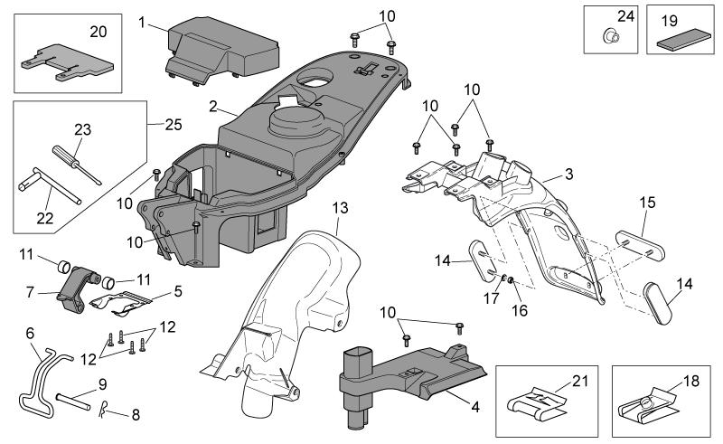 0 AP AP AP0 AP AP AP0 AP00 AP0 AP AP AP AP AP AP AP0 AP AP0 AP AP 0 AP0. Carrozzeria posteriore II Coperchio batteria Vano sottosella Paraspruzzi Portaoggetti Chiusura cerniera Cerniera post.