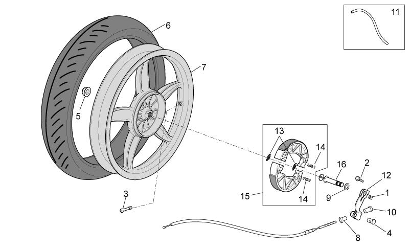 AP0 AP0 AP AP0 AP0 AP 0 AP0 R. Ruota posteriore - F.T. Dado quadro Vite TE flangiata Valvola tubeless Barilotto aggancio cavo freno Dado DAX flang. Mx, Pneumatico post.