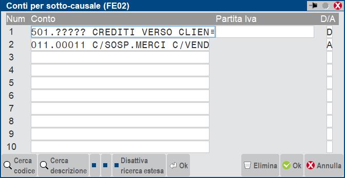 Analogamente si possono creare causali guidate per le altre tipologie di ricavo da gestire nelle diverse aziende.