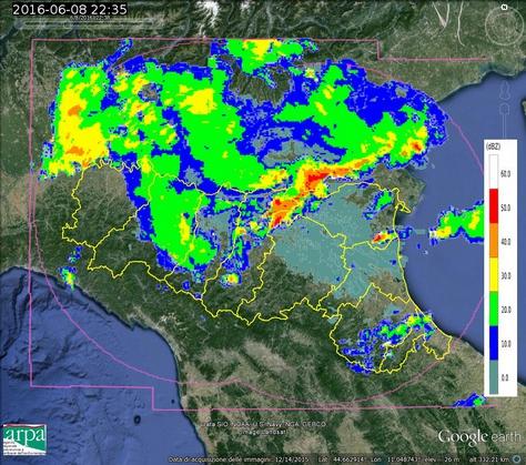 2. Analisi dell evoluzione alla mesoscala sull Emilia-Romagna I primi forti temporali si verificano tra le