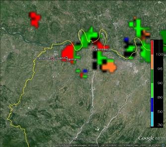 del 10/06/2016 con indicate in giallo le stazioni che hanno