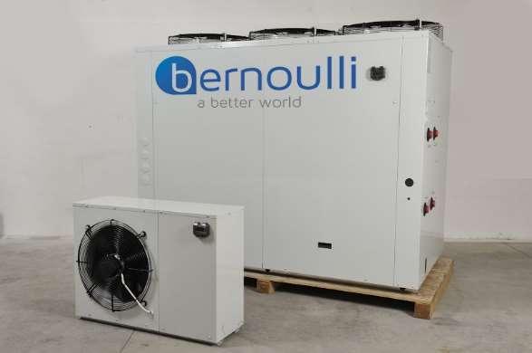 Bernoulli, la Pompa di Calore condensata ad aria ad alta efficienza Le pompe di calore della gamma Bernoulli BE, condensate ad aria, sono progettate per installazione esterna e sono adatte per medi e