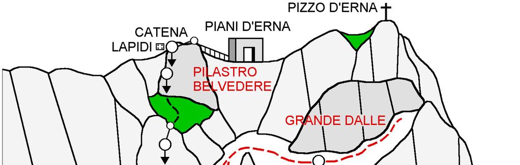 Accesso 1.Da Lecco seguire le indicazioni Valsassina e quindi Funivia dei Piani d Erna fino al grande parcheggio, a pagamento nei festivi.