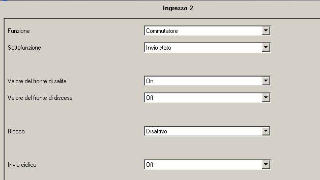 Parametri commutatore - per inviare comandi e valori Funzione secondaria Valore fronte di discesa/salita Valore fronte di discesa Valore fronte di salita Invio ciclico Invio ciclico [s] Tipo valore