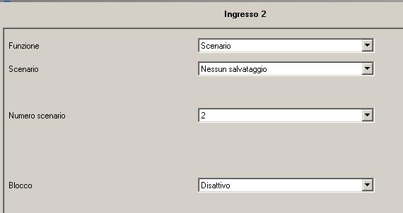 Ingressi (scenario) Parametri scenario Si può far attivare ed eventualmente memorizzare lo scenario selezionato.