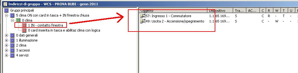 uscita mettendone a "1" la Logica: da questo momento verrà comandata l uscita anche dal gruppo del contatto-finestra, mentre se la card non è inserita la Logica resta a "0" e quindi altri gruppi come