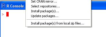 Packages To load a package from the GUI menu A package is a standardized collection of material extending R Contain R functions, data sets, compiled dll s A