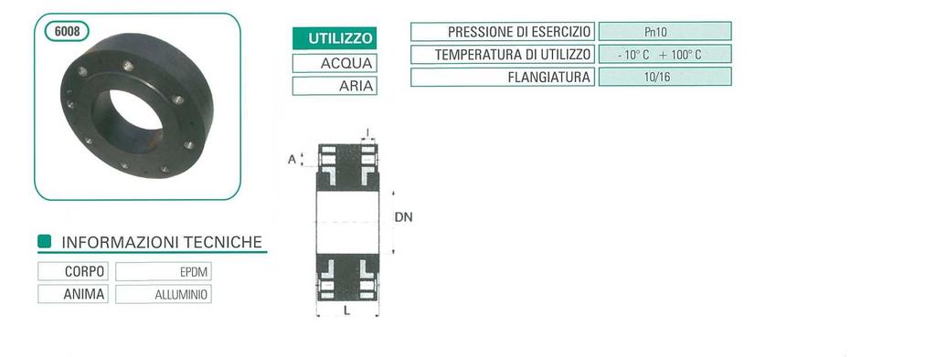 GIUNTI ANTIVIBRANTI FILETTATI DN CODICE L ½ GABZEPDI04 200 20,00 ¾ GABZEPDI05 200 21,00 1 GABZEPDI06 200 26,00 1 ¼ GABZEPDI07 200 30,00 1 ½ GABZEPDI08 200 39,00 2 GABZEPDI09 200 49,00