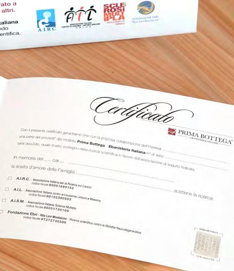 Prima Bottega and the Italian funeral services support and promote the solidarity campaign Together for a choice of love the last gift is for research, in favor of institutions engaged for