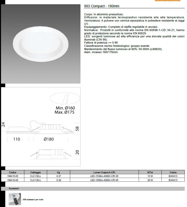 Per l'illuminazione dei servizi igienici sono previsti apparecchi