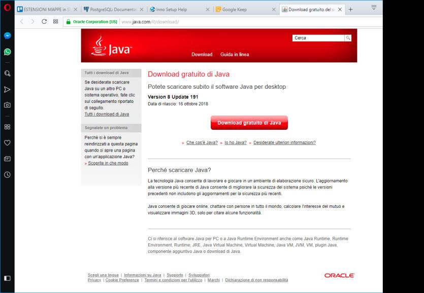 Il programma di installazione controlla nel registro di sistema la chiave: HKLM\SOFTWARE\JavaSoft\Java Runtime Environment Se il programma di installazione non trova l ambiente Java