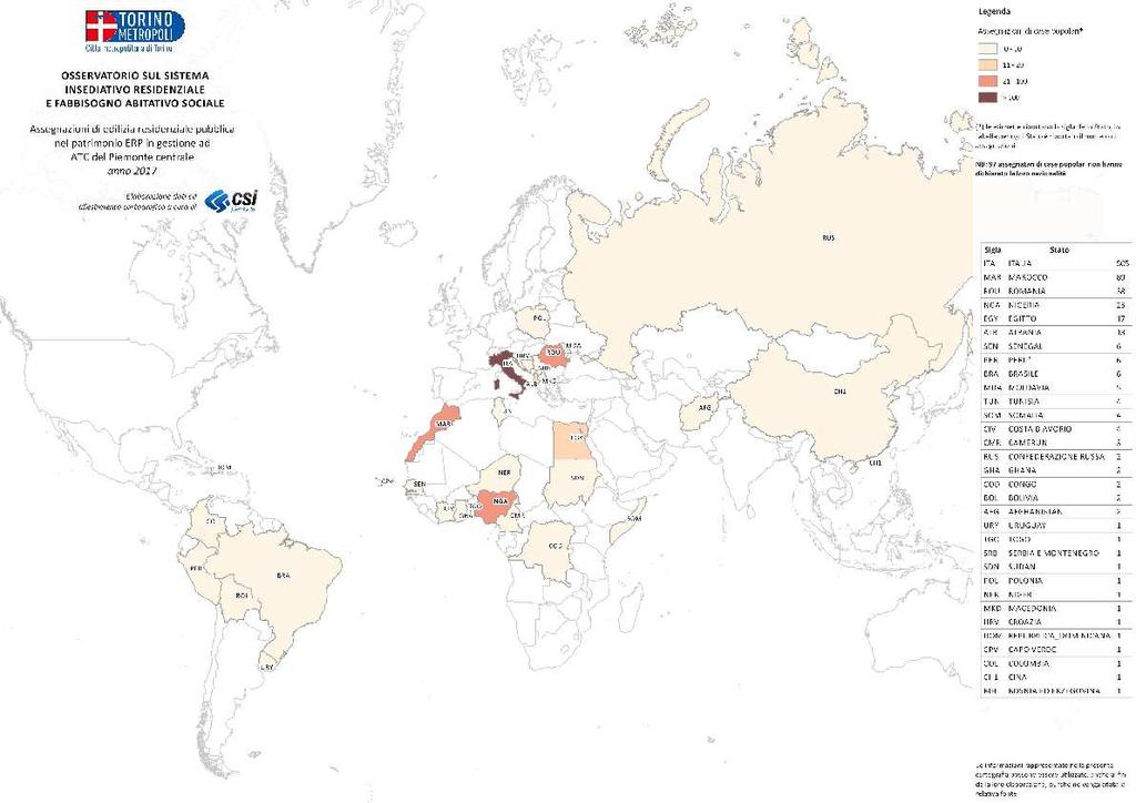 Fonte: ATC del Piemonte Centrale, elaborazioni: Osservatorio Abitativo Sociale, Città Metropolitana di Torino, anno 2017 Sono