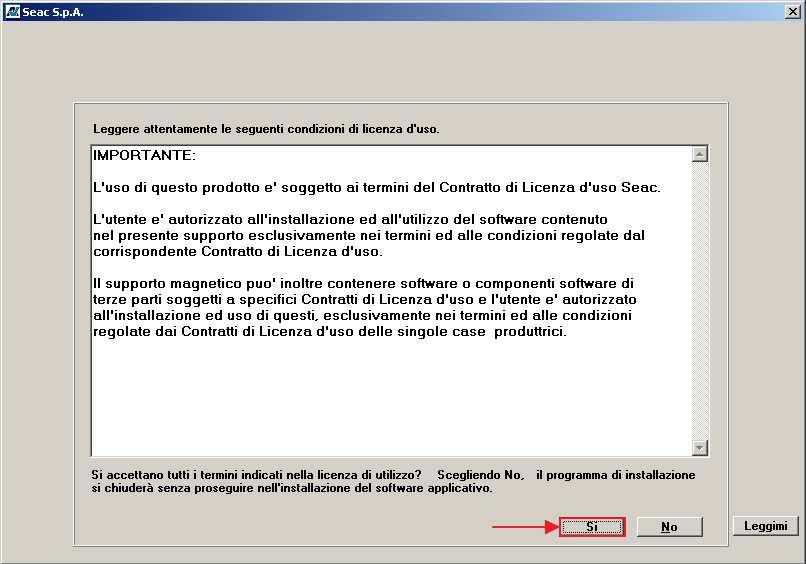 16); (fig. 16) 2. Quando compare la schermata di fig. 17 premere il pulsante Si per accettare i termini indicati nella licenza; (fig. 17) 3.