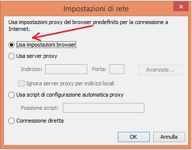 8. Nella maschera successiva assicurarsi che sia impostata l opzione Usa impostazioni browser. 2.3.