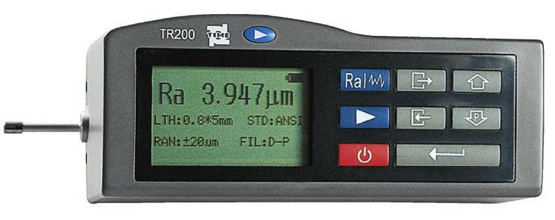 RUGOSIMETRO DIGITALE GRAFICO Il rugosimetro TR-200, grazie al suo ampio display LCD grafico incorporato, è in grado di visualizzare tutti i parametri numerici, il profilo di rugosità e la curva