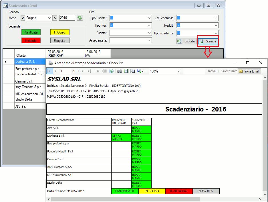 ATTIVITÀ Scadenziario E stata migliorata la funzione di stampa, che ora avviene tramite un report, inoltre è stata