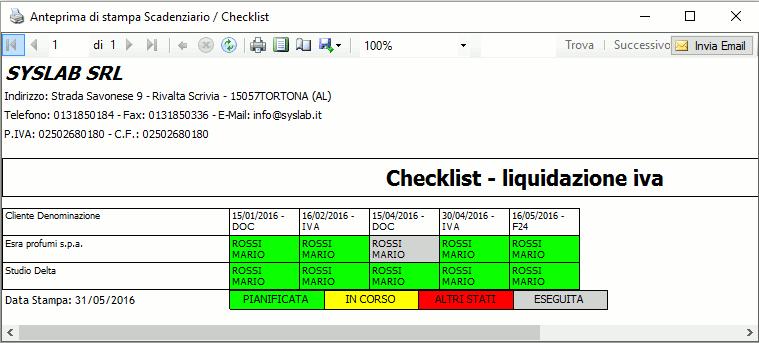 stata aggiunta la possibilità di esportare la checklist in