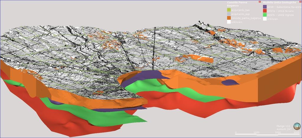 Modello geologico 3D AES7b AES7a AES8 DATI GEOGNOSTICI Modellazione 3D dell area di studio: rappresentazione delle principali