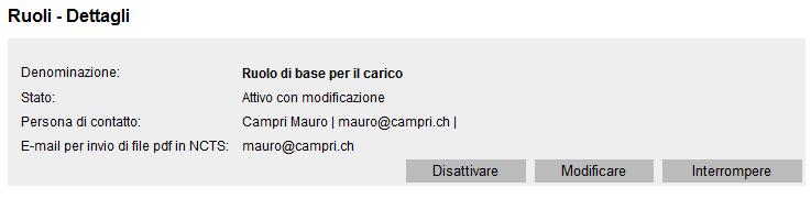 La GCD designa automaticamente l utente principale come persona di contatto per questo ruolo.