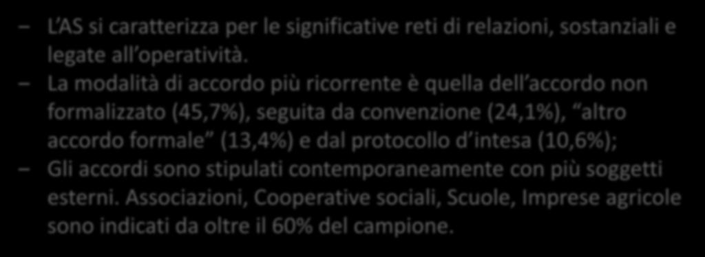 Le reti di relazione dell AS L AS si caratterizza per le significative reti di