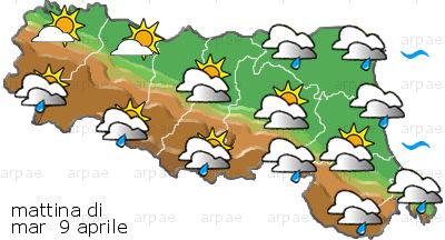 bollettino meteo regionale regional weather forecast Stato del tempo: nuvolosità con locali addensamenti sui rilievi e settore orientale, associate deboli precipitazioni; nuvolosità irregolare con