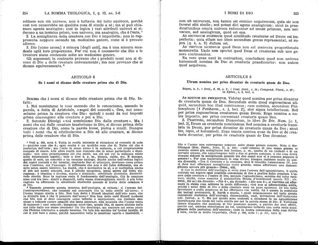 314 LA SOMMA TEOLOGICA, I, q. 13, aa.